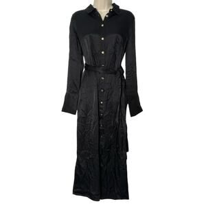 NWT J.Crew Drapey Shirtdress in Luster Crepe in Black Size 0